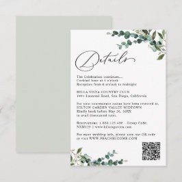 Cartão De Informações Detalhes de Casamento com Código QR de Vegetação B