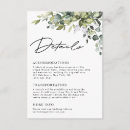 Cartão De Informações Detalhes de Casamento com Elegante Rotulo de Eucal
