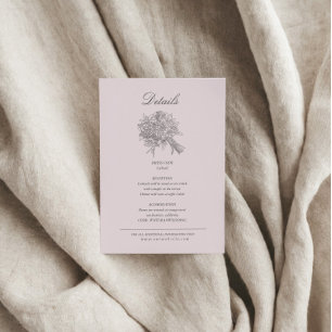 Cartão De Informações Detalhes de Casamento com Florais Desenhados à Mão