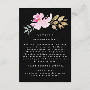 Cartão De Informações Detalhes de Casamento com Florais em Aquarela Dram