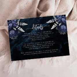 Cartão De Informações Detalhes de Casamento com Floral Azul Marinho em G
