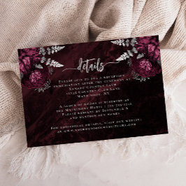Cartão De Informações Detalhes de Casamento com Floral Burgundy em Escri