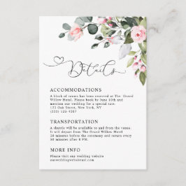 Cartão De Informações Detalhes de Casamento com Floral Elegante de Eucal