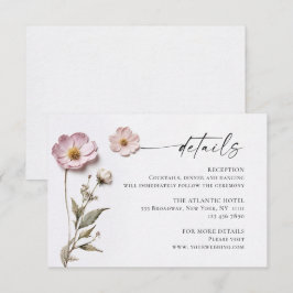 Cartão De Informações Detalhes de Casamento com Flores Silvestres em Aqu