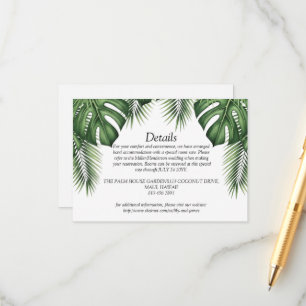 Cartão De Informações Detalhes de Casamento com Folhas de Palmeira Monst