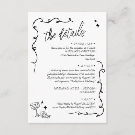 Cartão De Informações Detalhes de Casamento com Fonte de Rabiscos da Mod