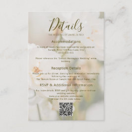 Cartão De Informações Detalhes de casamento com foto de rosa branca româ