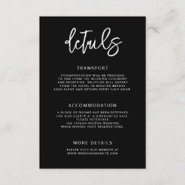 Cartão De Informações Detalhes de casamento com letra preta contemporâne