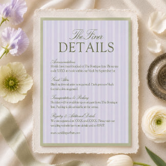 Cartão De Informações Detalhes de Casamento com Listras de Lavanda e Ver