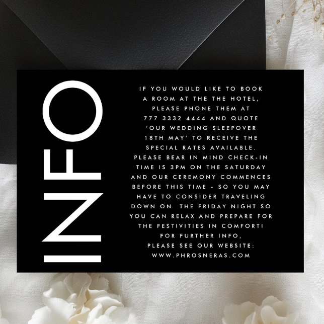 Cartão De Informações Detalhes de Casamento com Monograma Grande e Moder (Criador carregado)