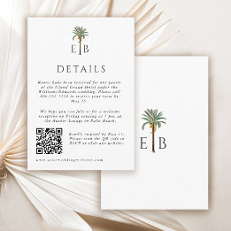 Cartão De Informações Detalhes de Casamento com Monograma Tropical Elega