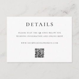 Cartão De Informações Detalhes de Casamento com QR Code Elegante Moderno