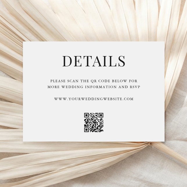 Cartão De Informações Detalhes de Casamento com QR Code Simples Moderno (Criador carregado)