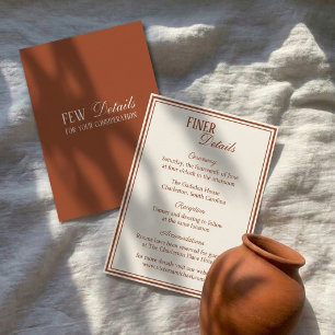 Cartão De Informações Detalhes de Casamento com Terracota Vintage e Dinh