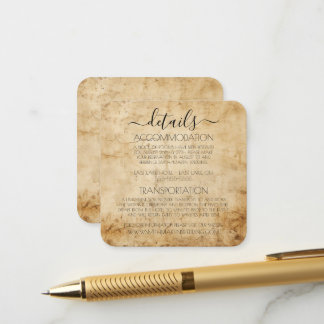 Cartão De Informações Detalhes de Casamento com Textura de Papel Sepia V