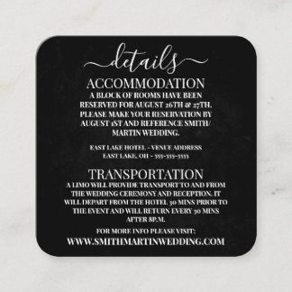 Cartão De Informações Detalhes de Casamento com Textura Preta Grunge Per