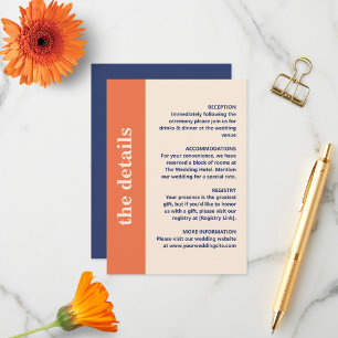 Cartão De Informações Detalhes de Casamento com Tipografia Negrita Moder
