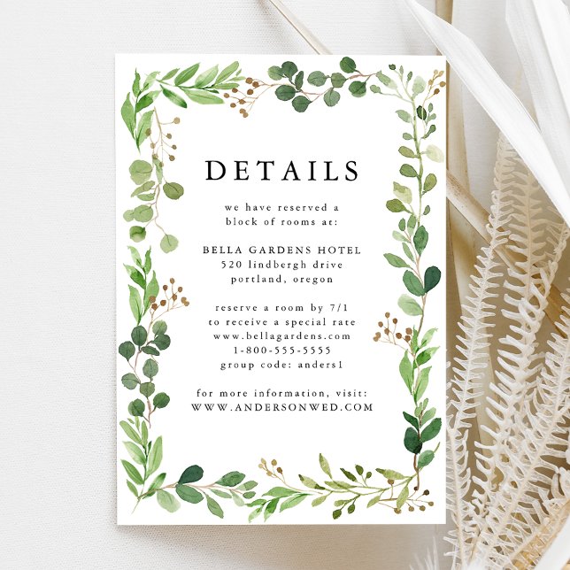 Cartão De Informações Detalhes de Casamento com Verde Água (Criador carregado)