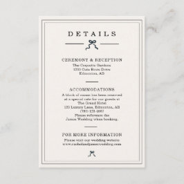 Cartão De Informações Detalhes de Casamento Coquette Preto e Branco Mini