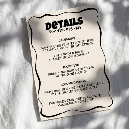 Cartão De Informações Detalhes de Casamento Creme Escrito à Mão Retro Bo
