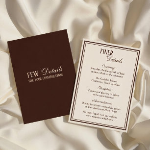 Cartão De Informações Detalhes de Casamento Creme Marrom Escuro Espresso