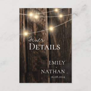 Cartão De Informações Detalhes de Casamento da Corrente de Madeira Barn