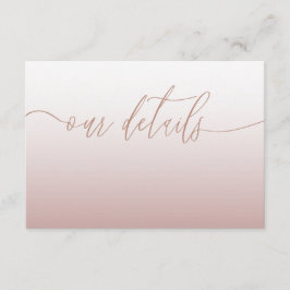 Cartão De Informações Detalhes de Casamento da Elegante Rosa Dourada e C