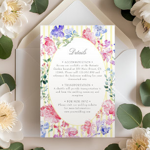Cartão De Informações Detalhes de Casamento da Regência Floral Romântica
