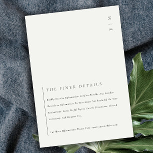Cartão De Informações Detalhes De Casamento Da Tipografia Branca Mínima