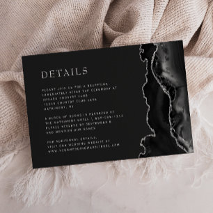 Cartão De Informações Detalhes de Casamento Dark Silver Ágata Preta Mode
