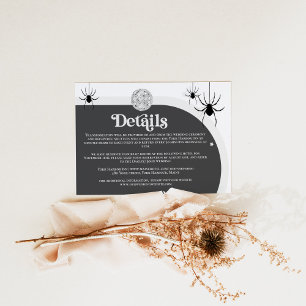 Cartão De Informações Detalhes de Casamento das Aranhas de Disco Retro H