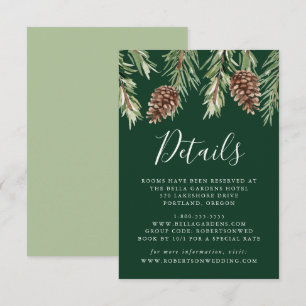 Cartão De Informações Detalhes de Casamento de Aguarela de Inverno com P