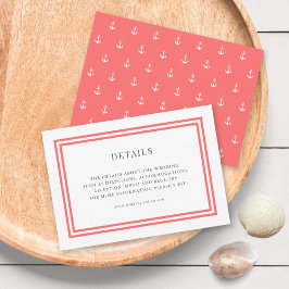 Cartão De Informações Detalhes de Casamento de Âncora Clássica de Cor Ed