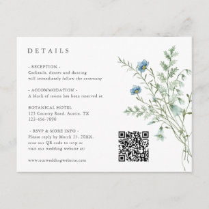 Cartão De Informações Detalhes de Casamento de Aquarela Elegante de Flor