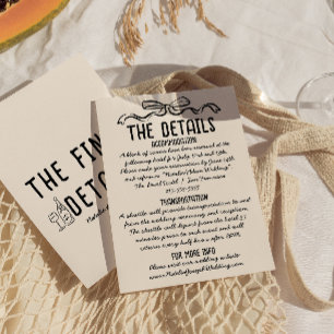 Cartão De Informações Detalhes de Casamento de Arco Desenhado Retro-Mão