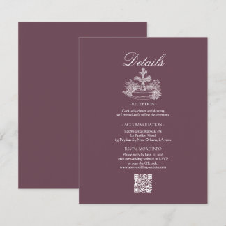 Cartão De Informações Detalhes de casamento de arte de linha branca em a
