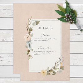 Cartão De Informações Detalhes De Casamento De Blush De Frame Floral De 