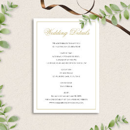 Cartão De Informações Detalhes de Casamento de Borda Dourada e Preta Clá