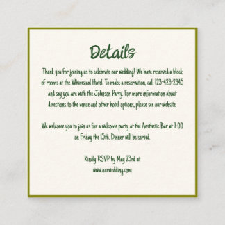 Cartão De Informações Detalhes de Casamento de Borda Whimsical Manuscrit