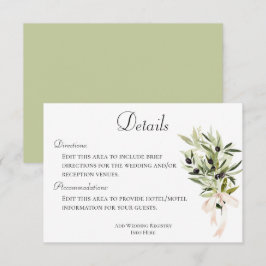 Cartão De Informações Detalhes de Casamento de Buquês de Ramo Oleícola