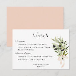 Cartão De Informações Detalhes de Casamento de Buquês de Ramo Oleícola