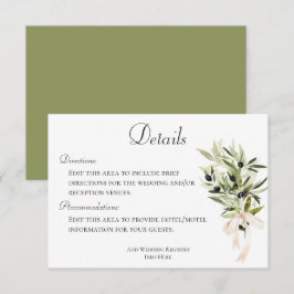 Cartão De Informações Detalhes de Casamento de Buquês de Ramo Oleícola