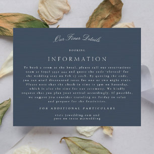 Cartão De Informações Detalhes de Casamento de Caligrafia Azul Formal