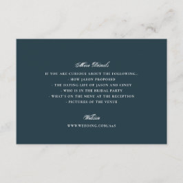 Cartão De Informações Detalhes de Casamento de Caligrafia Azul Marinho F