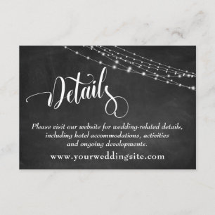 Cartão De Informações Detalhes de Casamento de Chalkboard & Light String