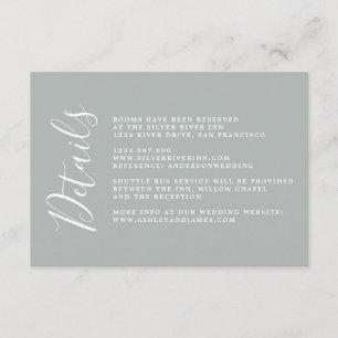 Cartão De Informações Detalhes de Casamento de Cinzas de Caligrafia Chic