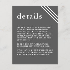 Cartão De Informações Detalhes de Casamento de Cinzas Elegantes Modernos