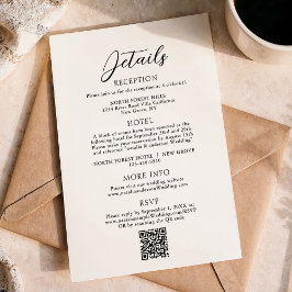 Cartão De Informações Detalhes de Casamento de Código Qr de Script Elega