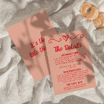 Cartão De Informações Detalhes De Casamento De Desenho De Mão Colorida R<br><div class="desc">Detalhes simples e na moda retro colorido das informações do convidado de casamento. Com fundo cor-de-rosa quente e uma disposição escrita vívida e vermelha, com textos brancos e uma vintage, desenhada à mão. Todas as informações são personalizáveis como site, transporte, alojamento. Pegue junto com outros produtos desta mão clássica feita...</div>
