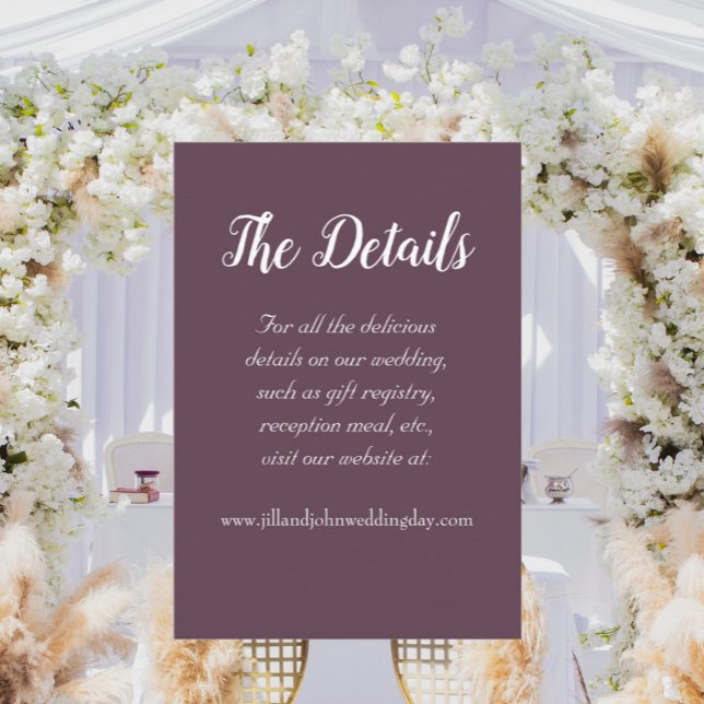 Cartão De Informações Detalhes de Casamento de Estilo Simples de EggPlan (In Situ Wedding)